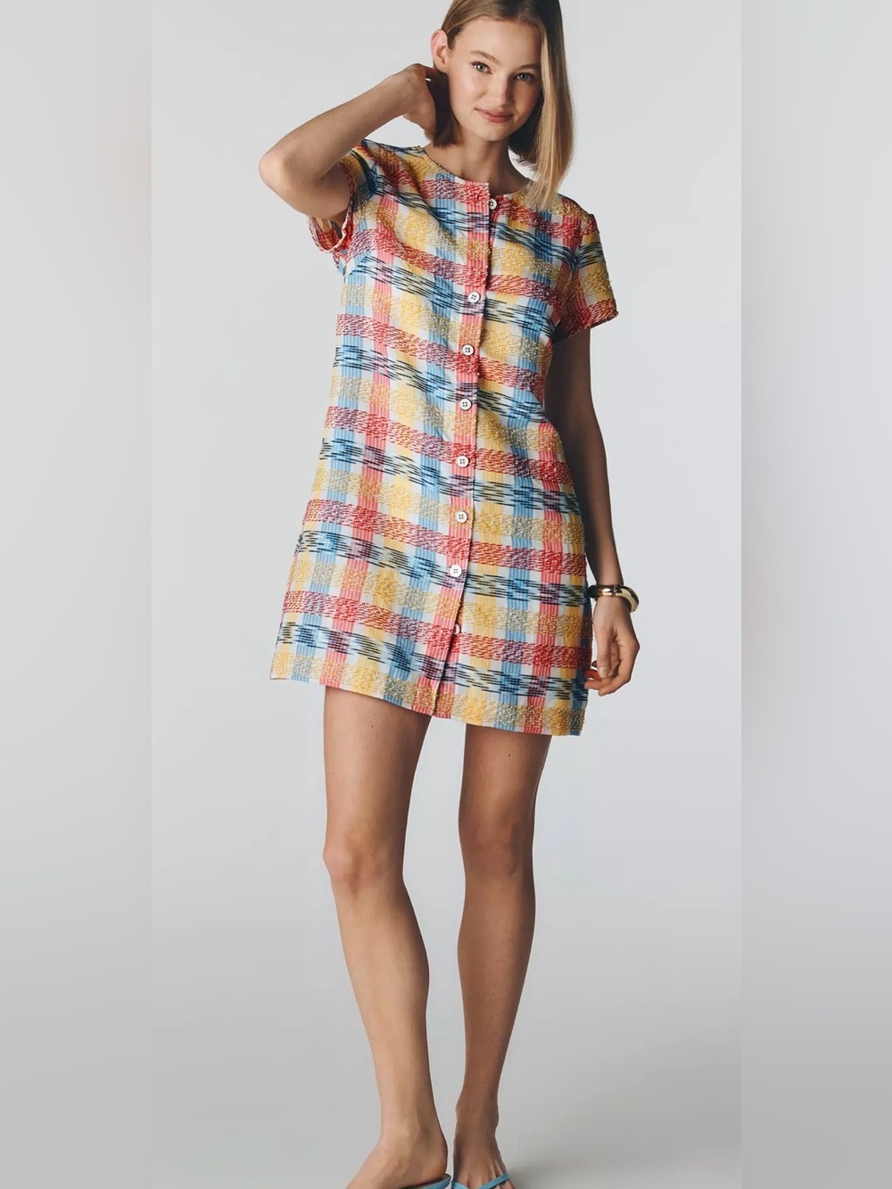 Maeve Gingham Buttondown Shift Dress